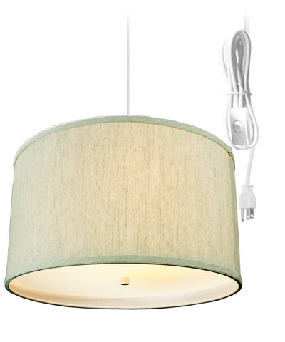 Textured Oatmeal 2 Light Swag Plug-In Pendant with Diffuser