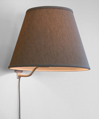 Floating Shade Plug-In Wall Light Textured Oatmeal Fabric 9x16x12