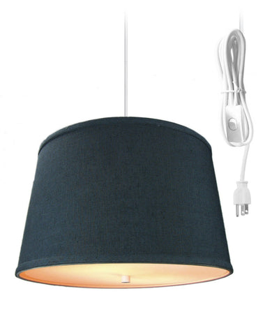 2 Light Swag Plug-In Pendant with Diffuser Textured Slate Blue