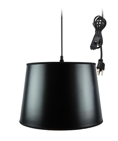 1-Light Plug In Swag Pendant Ceiling Light Black/Gold Shade