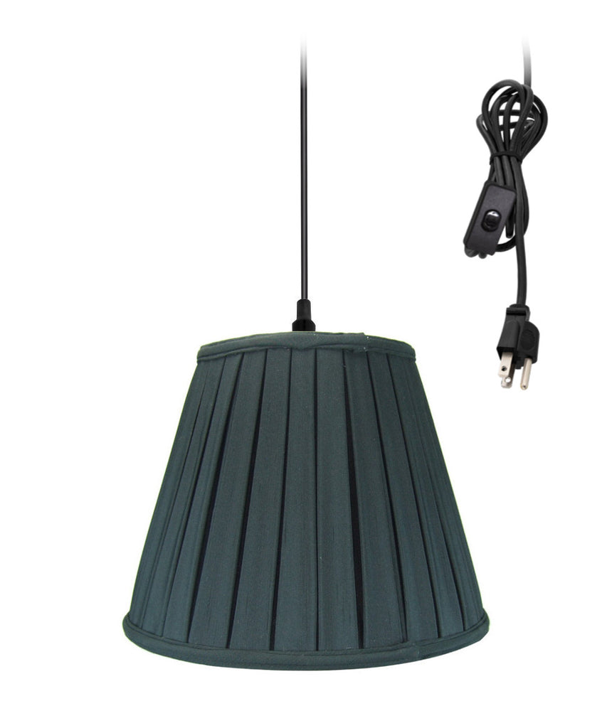 14"w 1-Light Plug-In Swag Pendant Lamp Black