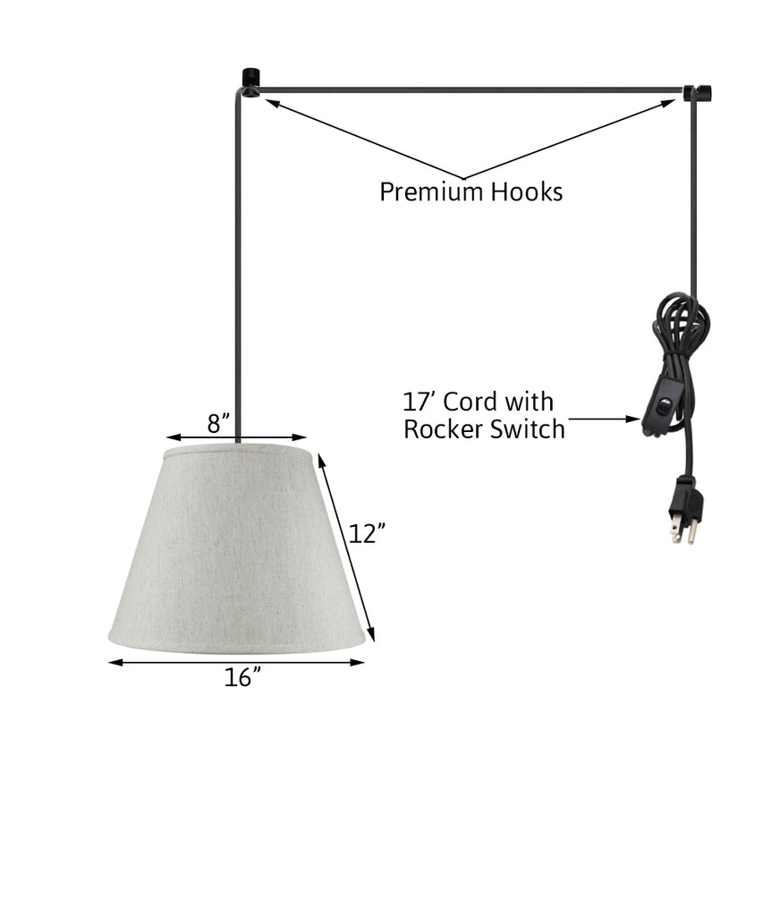 1 Light Swag Plug-In Pendant Hanging LampTextured Oatmeal