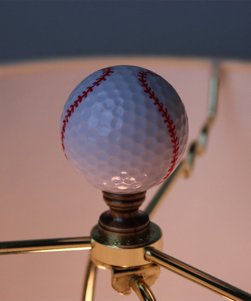 Baseball Lamp Finial, White with Red Stitching 2.25"h