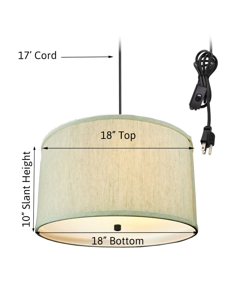 2 Light Swag Plug-In Pendant 18"w Textured Oatmeal with Diffuser, Black Cord