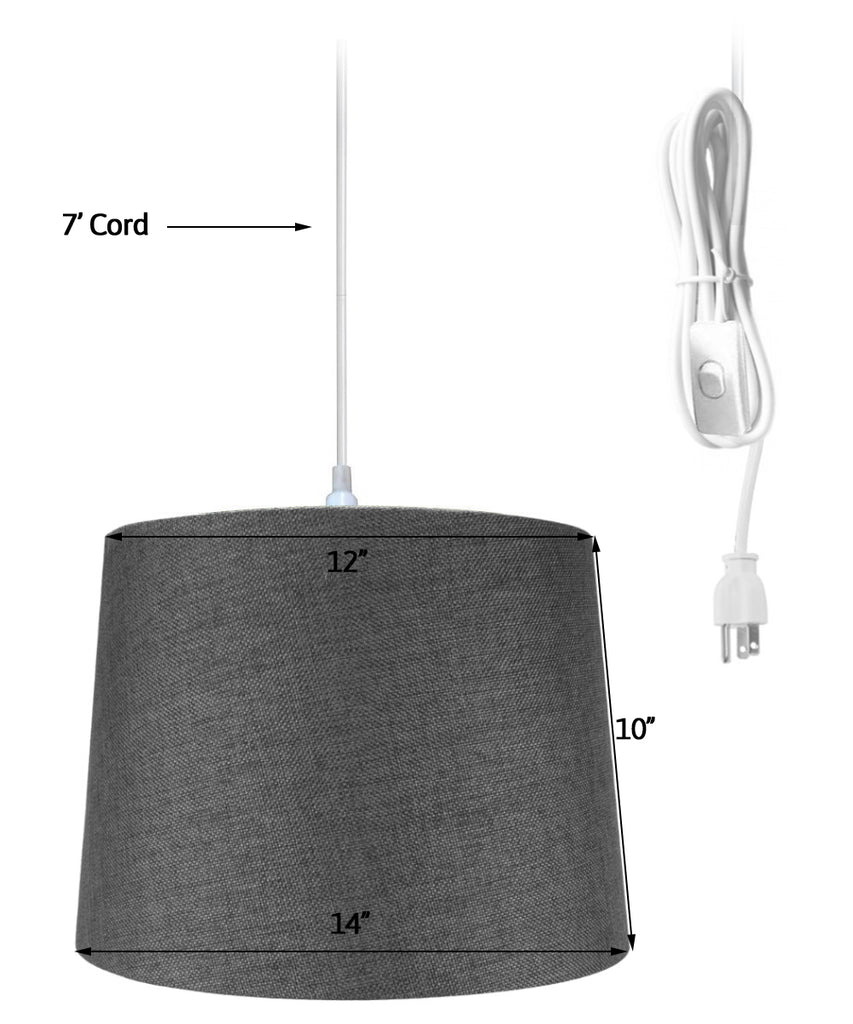 14"w 1-Light Plug-In Swag Pendant Lamp Granite Gray