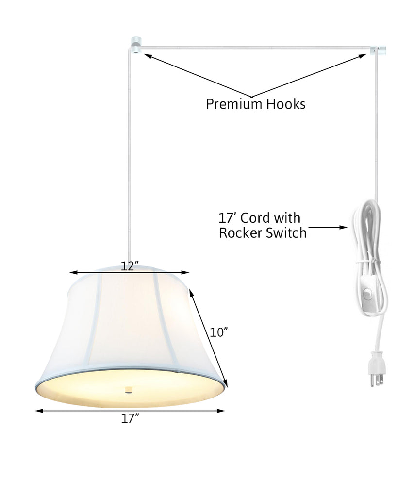 White  2 Light Swag Plug-In Pendant with Diffuser