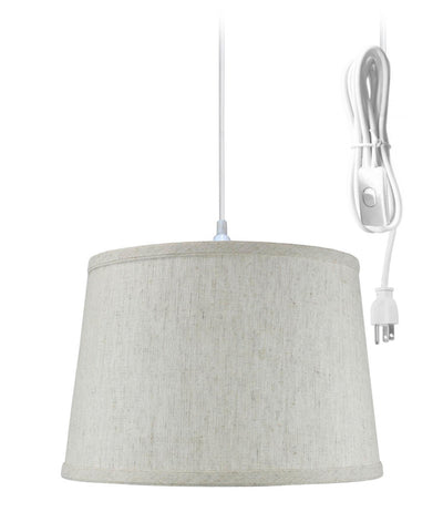 Shallow Drum 1 Light Swag Plug-In Pendant Hanging Lamp 10x12x8 Textured