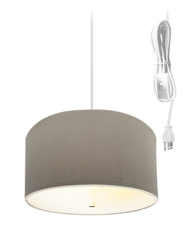 2 Light Swag Plug-In Pendant 14"w Light Oatmeal with Diffuser, White Cord