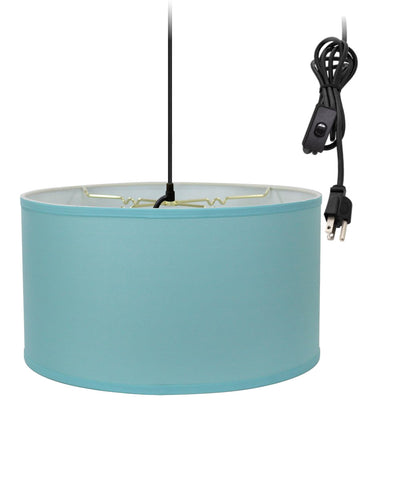 1-Light Plug In Swag Pendant Ceiling Light Island Paridise Blue Shade