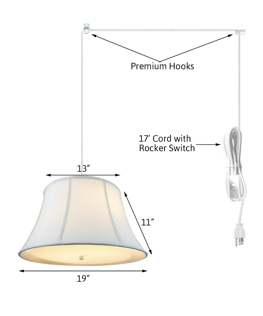 Egg Shell  2 Light Swag Plug-In Pendant with Diffuser