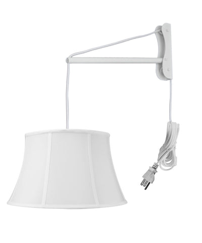 MAST Plug-In Wall Mount Pendant, 1 Light White Cord/Arm, White Shade 12x17x10