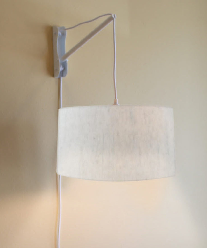 MAST Plug-In Wall Mount Pendant, 2 Light White Cord/Arm with Diffuser, Textured Oatmeal Shade 16x16x08