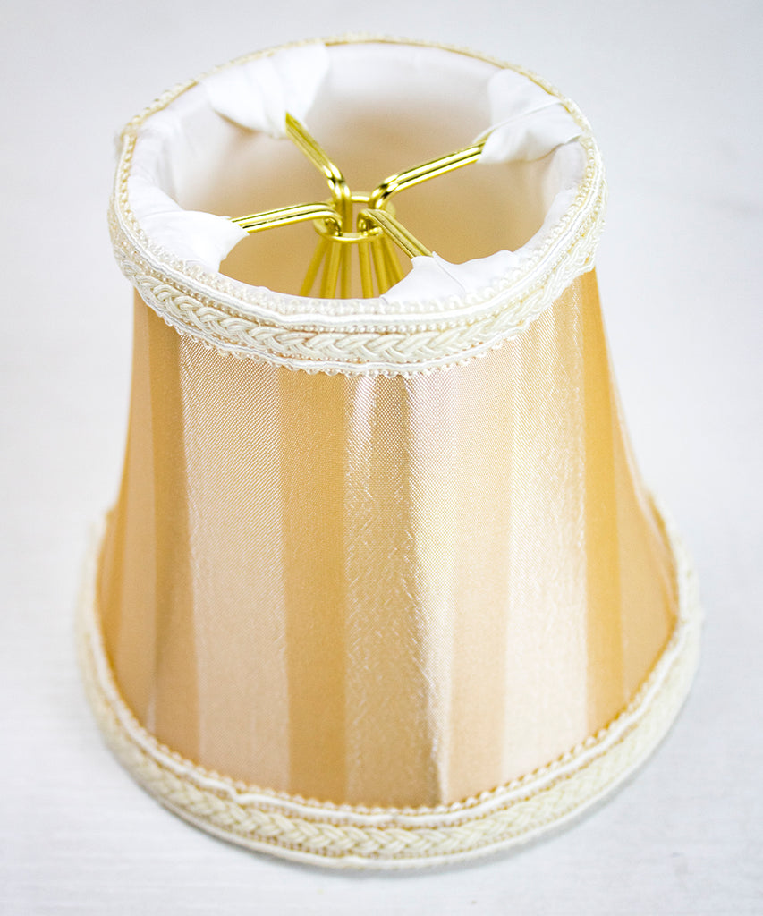 5x4 Beige/EggShell Striped Stretch Clip-On Candlelabra Clip-On Lamp Shade