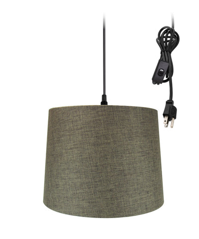 14"w 1-Light Plug-In Swag Pendant Lamp Chocolate Burlap