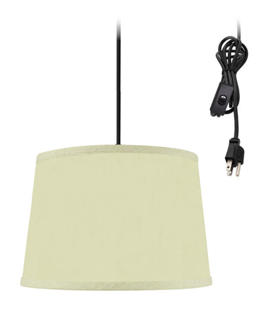 Drum 1 Light Swag Plug-In Pendant Hanging Lamp 10x12x08 Egg Shell Shantung Shade