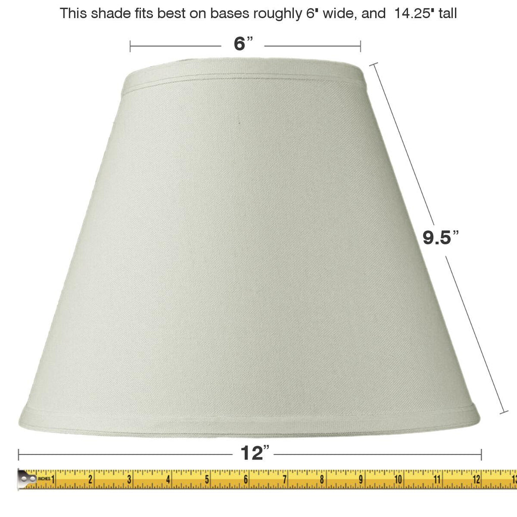 6x12x9 Slip Uno Fitter Hard Back Empire Lamp Shade Light Oatmeal