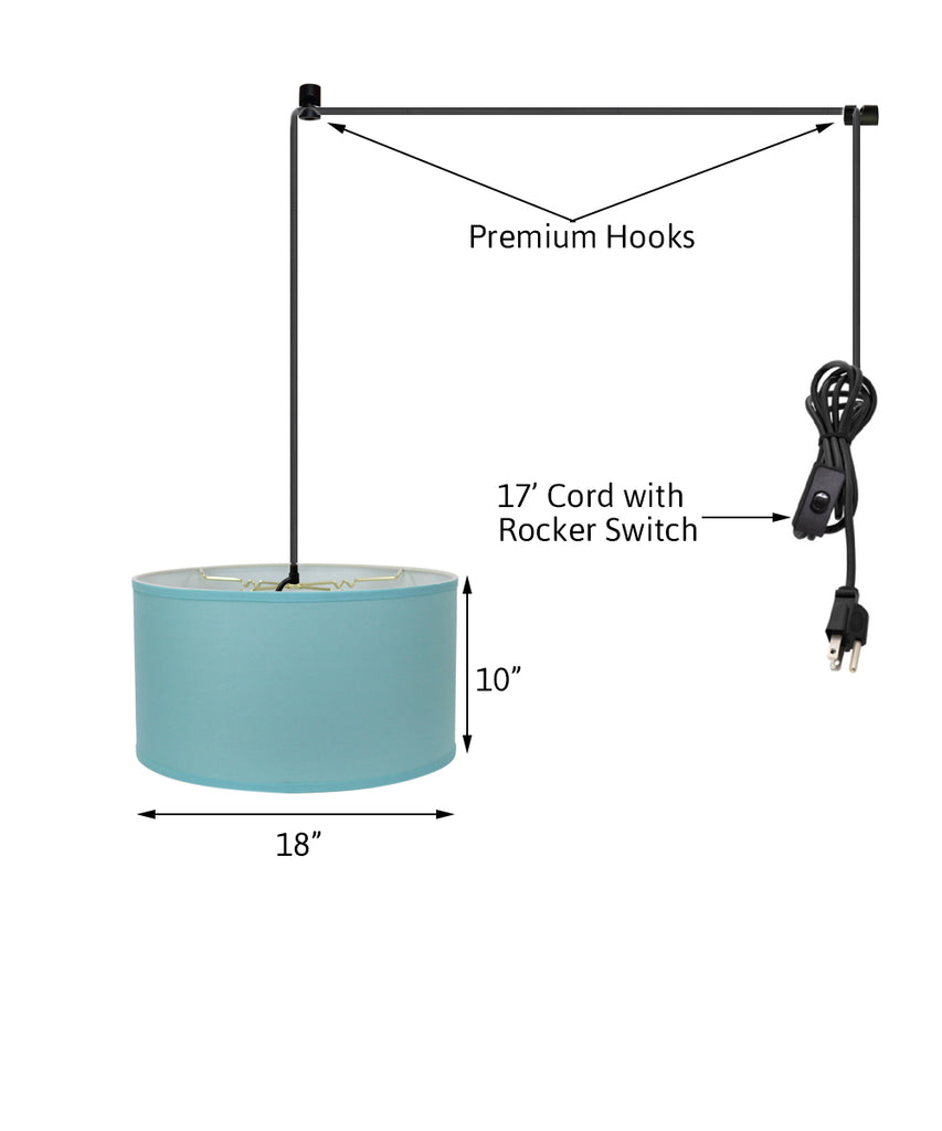 1-Light Plug In Swag Pendant Ceiling Light Island Paridise Blue Shade