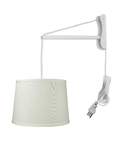 MAST Plug-In Wall Mount Pendant, 1 Light White Cord/Arm, Light Oatmeal Shade 12x14x10